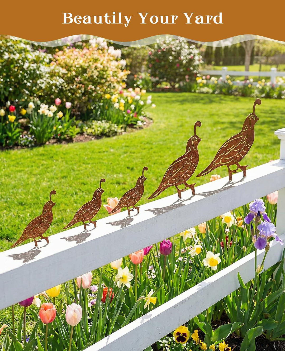 PASDUCHAS quail stake walking birds withstand outdoors with rustic look