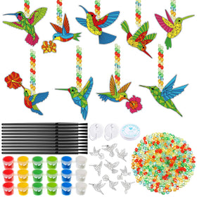 Pasimy hummingbird suncatchers craft kit collection glowing in sunlight