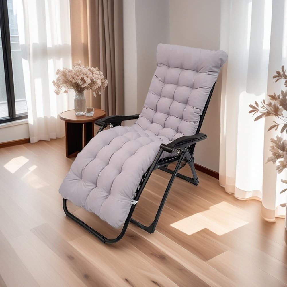 Pasrdqoyp Patio Chaise Lounger Cushion side view shows attached securing ties.