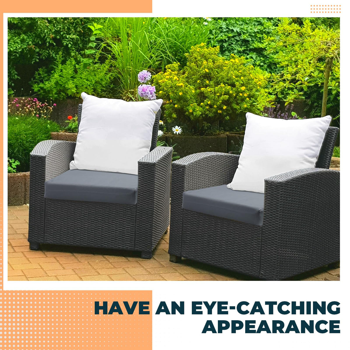Patelai back and seat cushions on a patio chair ready for lounging