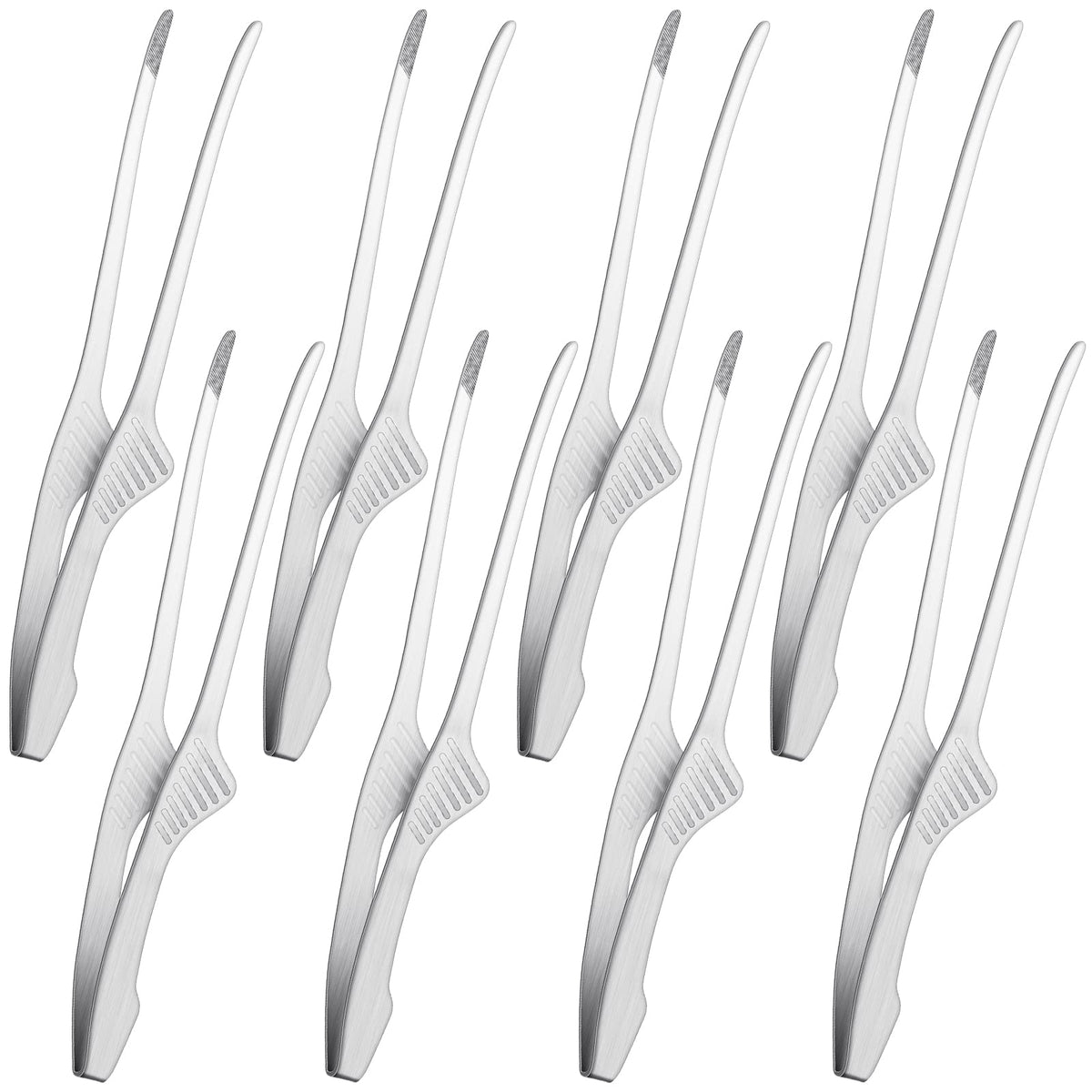 Patelai BBQ tongs with self-standing base for clean, convenient serving.