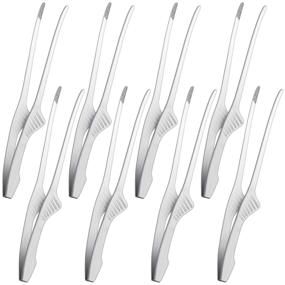 Patelai BBQ tongs with self-standing base for clean, convenient serving.