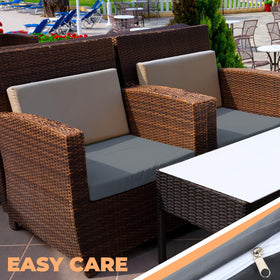 Patelai cushions used in both living room and patio for flexible decor