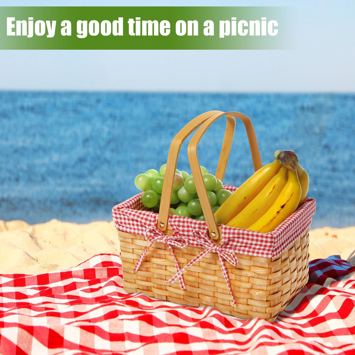 Patelai family picnic on red and white grid blanket outdoors