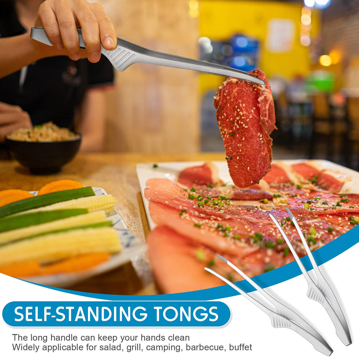 Patelai tongs suitable for outdoor barbecues and buffet setups.