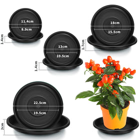 Patelai 4-inch black plant saucer provides drip protection for pots.