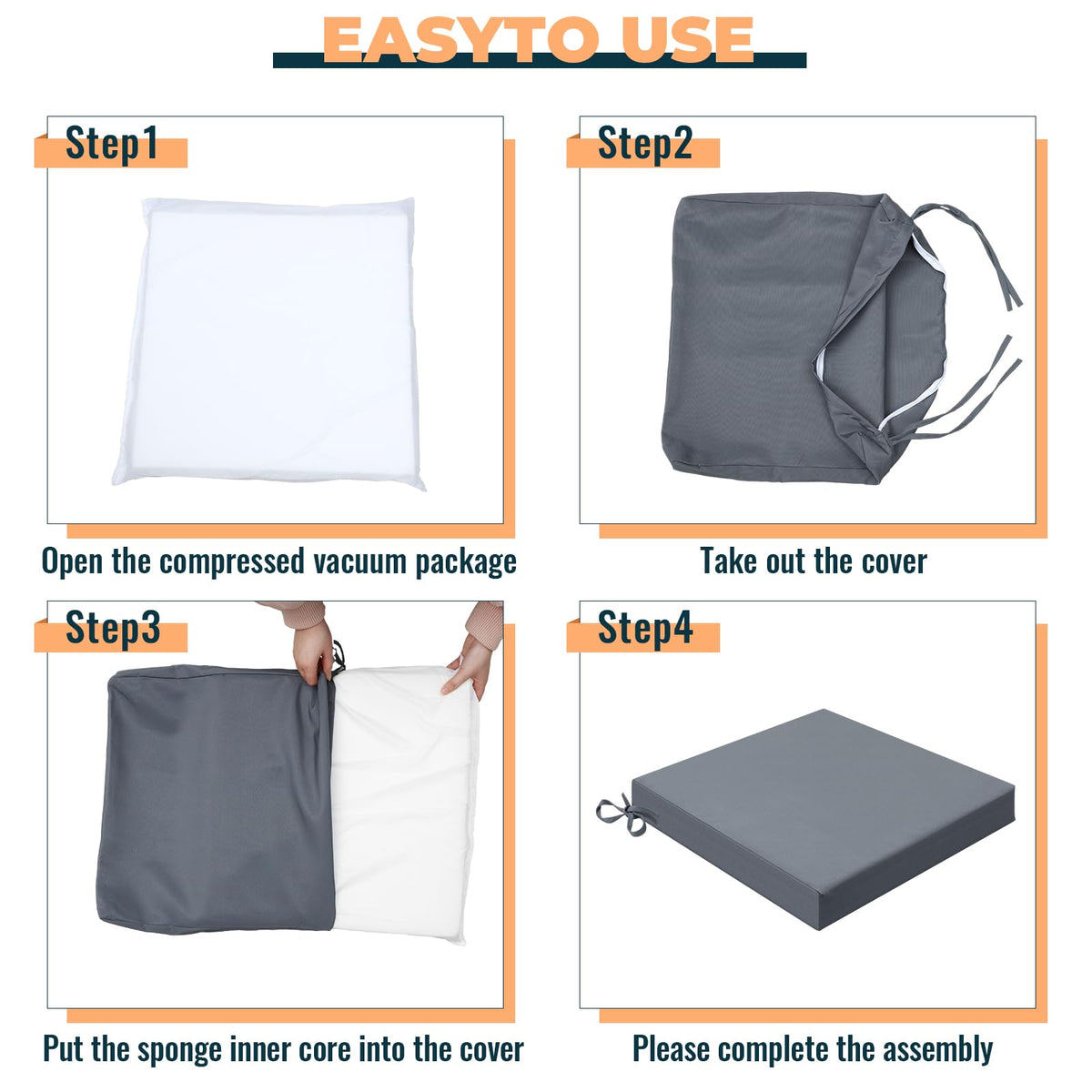 Patelai six-piece outdoor chair cushions displayed on chairs for versatility