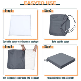 Patelai six-piece outdoor chair cushions displayed on chairs for versatility