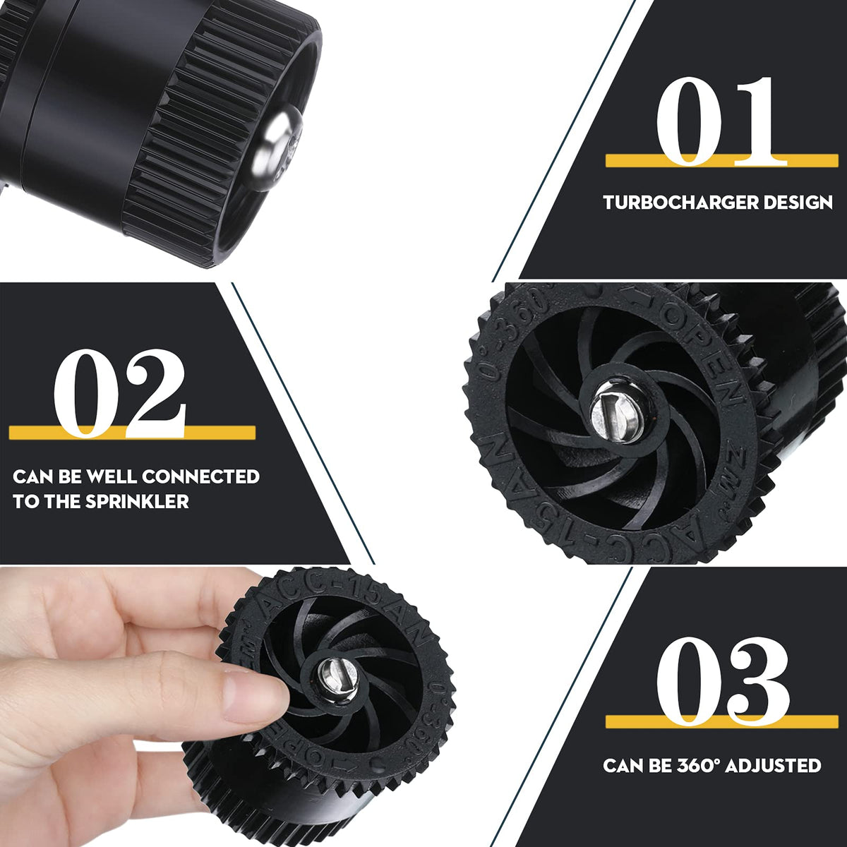 Patelai 10-van mint-green nozzle offers adjustable spray patterns for lawns