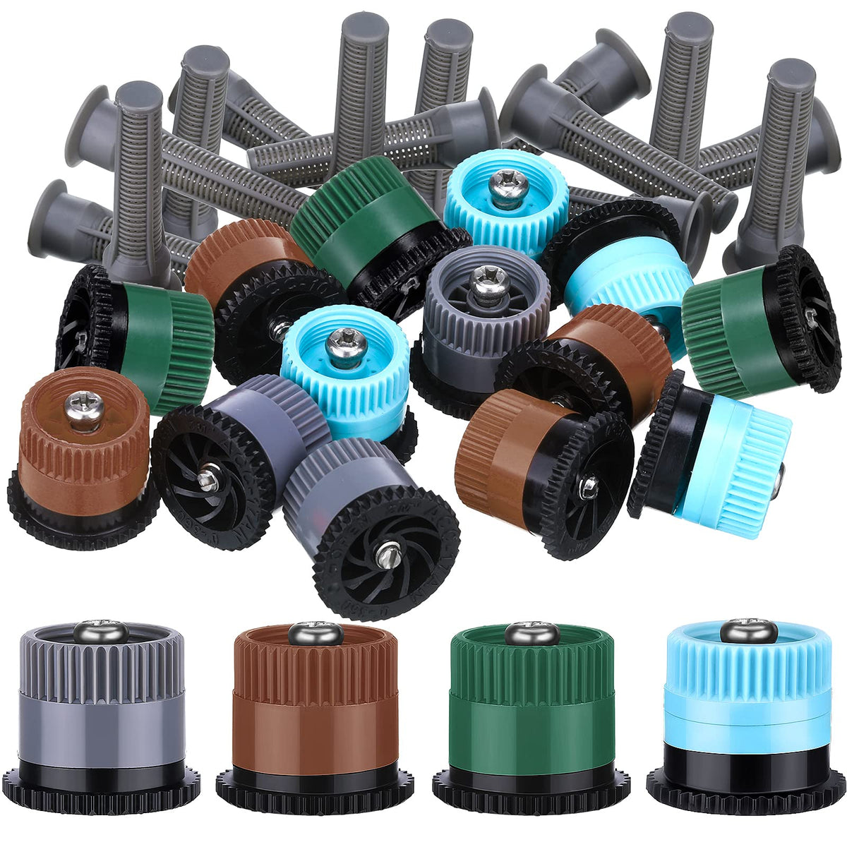 Patelai variable arc nozzle close-up; durable POM plastic for lawn irrigation.