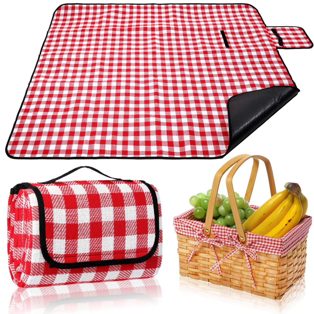 Patelai wicker picnic basket with double handles for easy transport outdoors