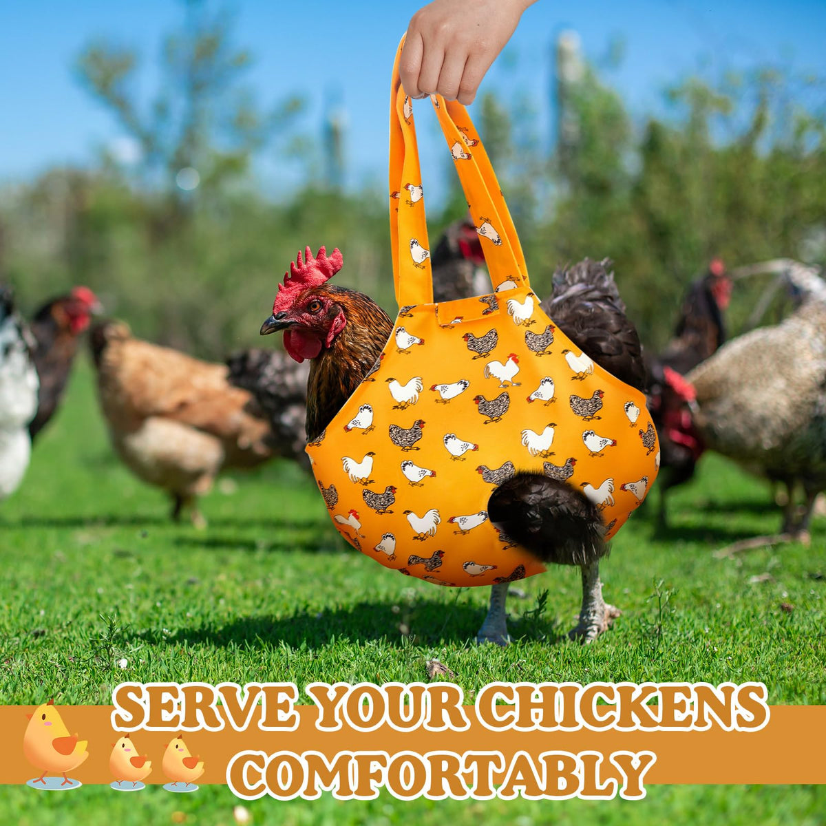 Paterr chicken sling bag handle closeup shows sturdy carry handles