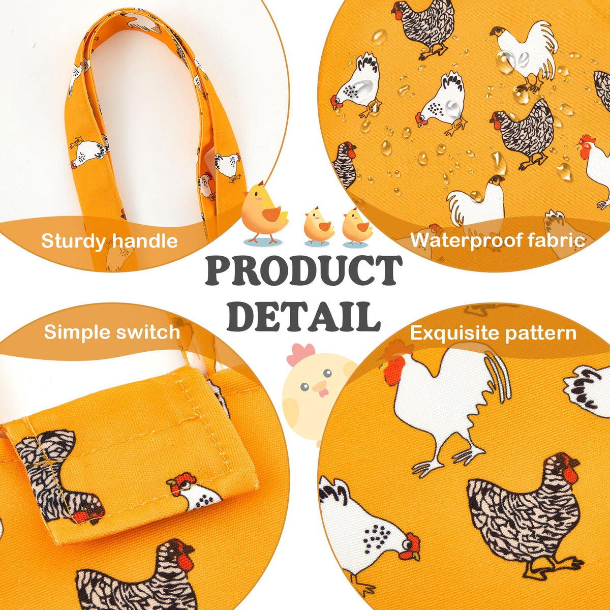 Paterr yellow chicken carry bag 13.5 by 13.5 inches