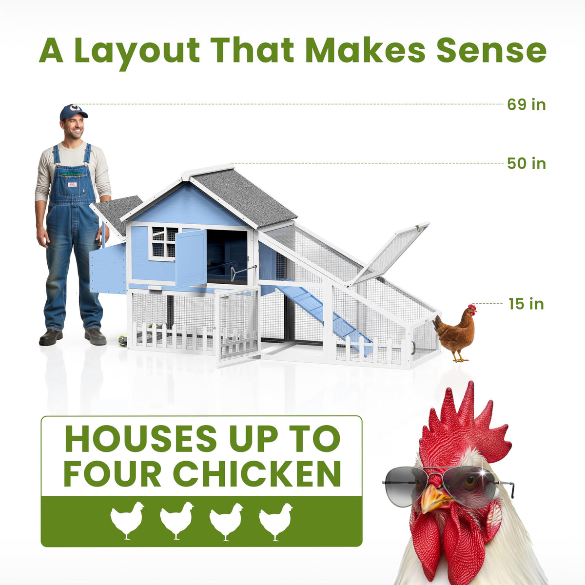 Pathosio Pets weatherproof UV roof shields birds from sun and rain.