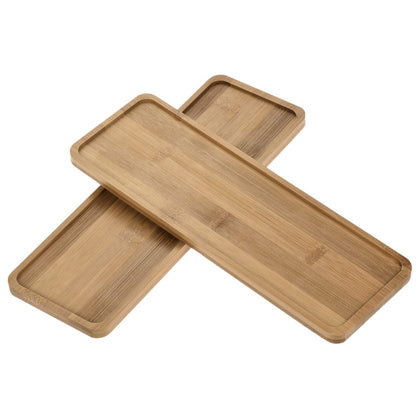 PATIKIL bamboo rectangular saucer for indoor plants protects surfaces