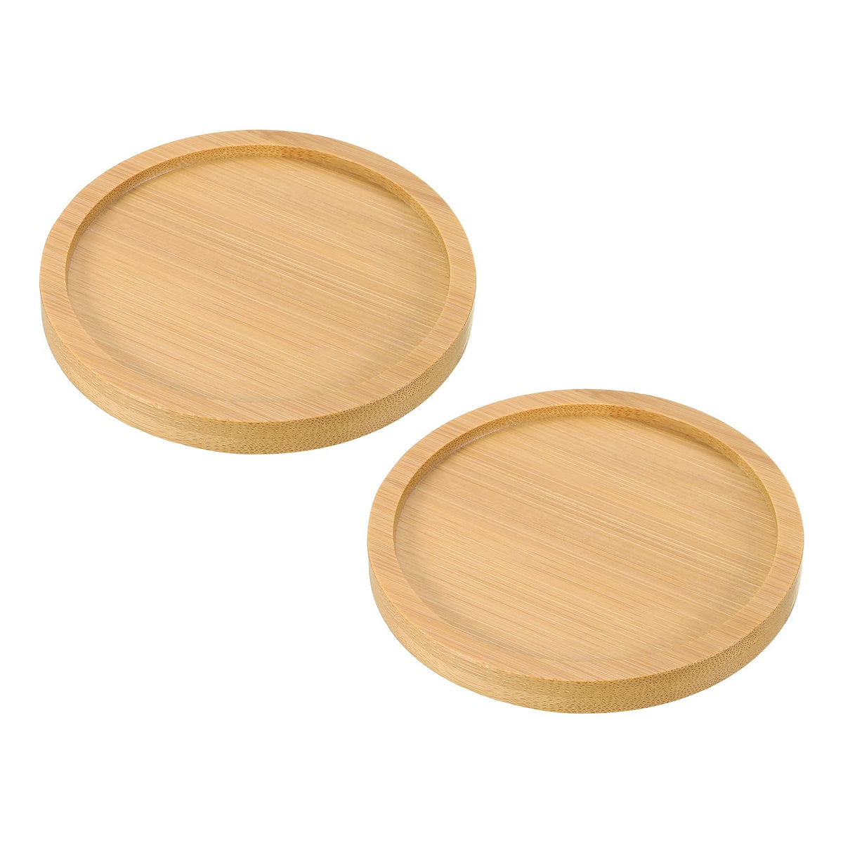 PATIKIL bamboo wood saucer 2-pack for clean plant drainage.