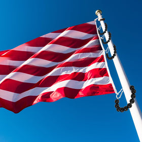 PATIKIL flagpole ring installed on pole demonstrates reduced tension on grommets for longer flag life