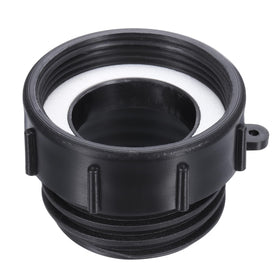 PATIKIL IBC tote adapter showing 2in fine female to S60x6 coarse male thread for secure hose connections.