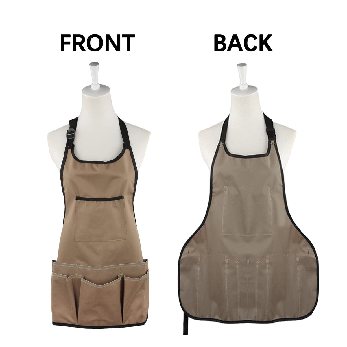 Patilwon apron with a phone pocket provides quick access while tending plants.
