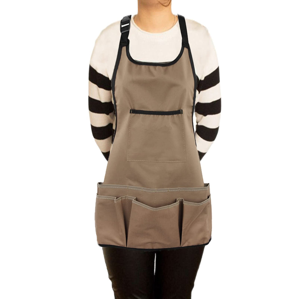 Patilwon gardening apron with 14 pockets keeps tools organized during gardening.