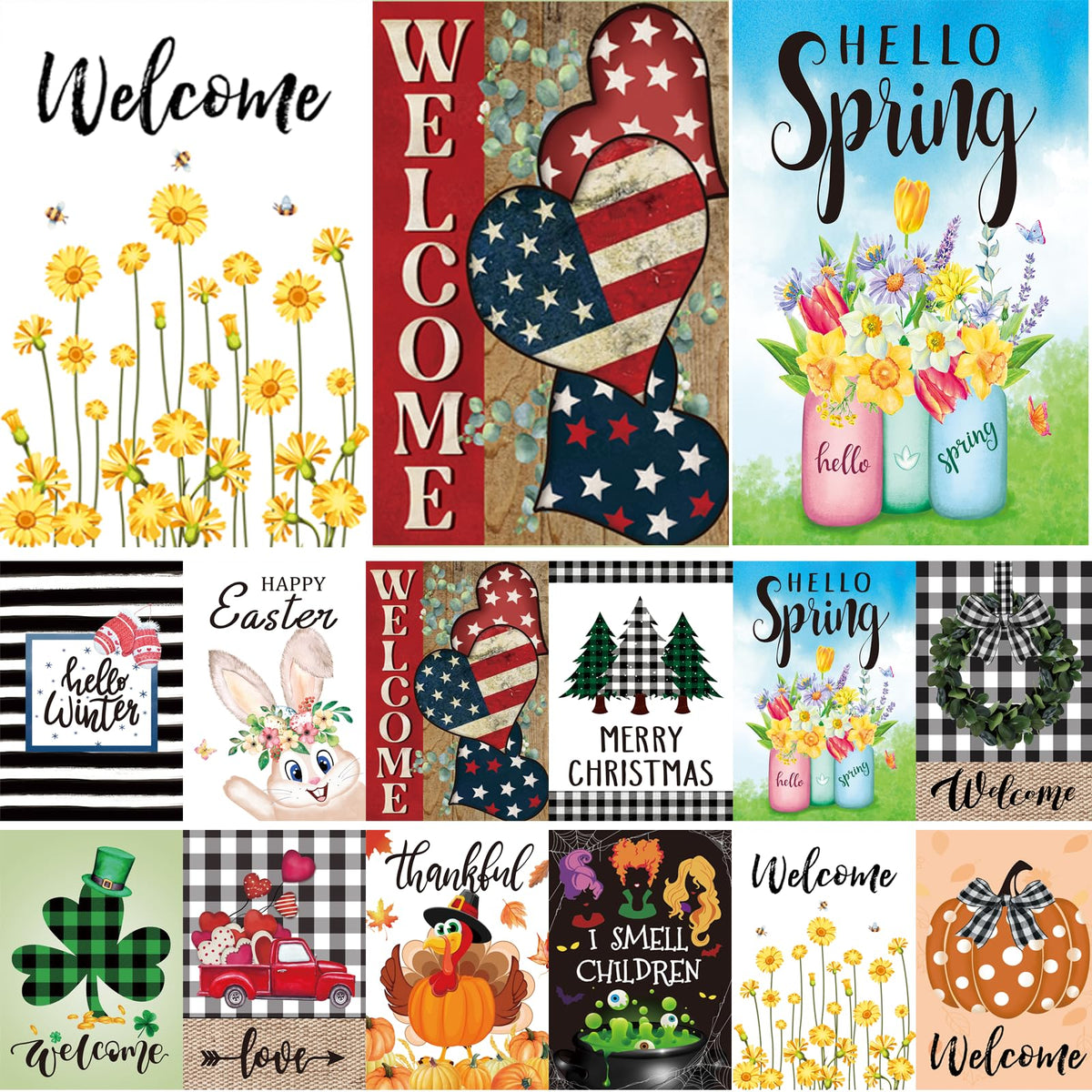 Pating seasonal garden flag set front yard ready for year-round curb appeal.