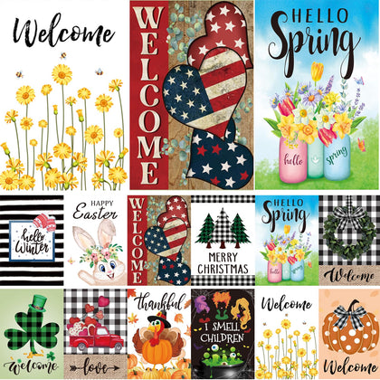 Pating seasonal garden flag set front yard ready for year-round curb appeal.