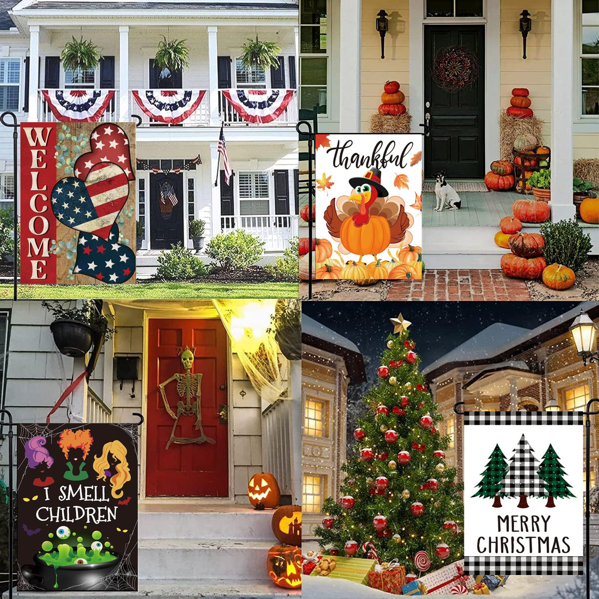 Pating designs celebrate spring through Christmas for outdoor seasonal charm.