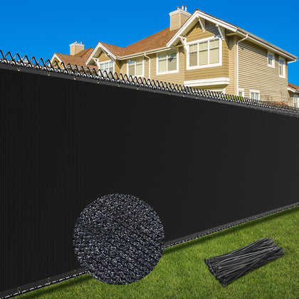 Patiobay privacy screen on a fence blocks view while keeping air flow.