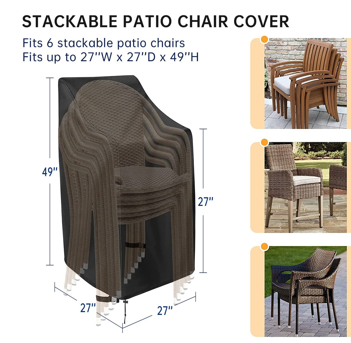 Patio Chair Covers stackable-chairs shields multiple stools while saving space