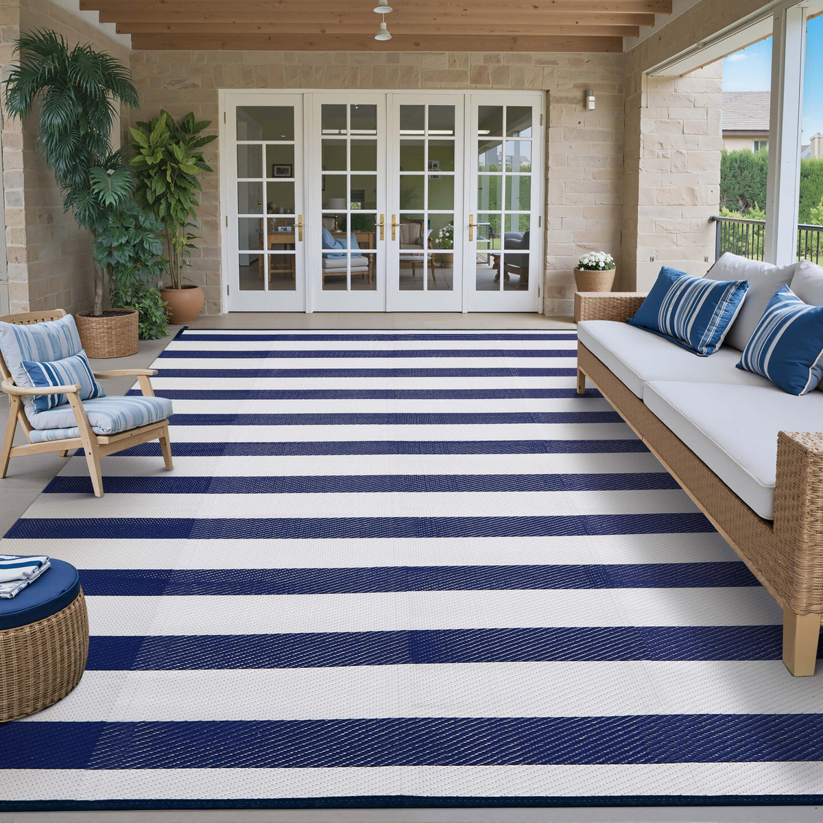 PureCozy rug shines on patios, decks, and gardens for everyday use.