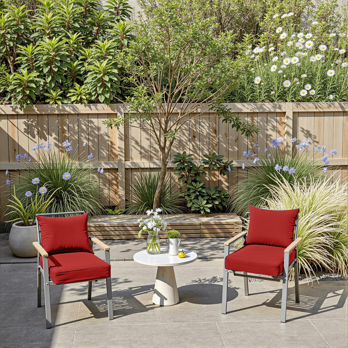 PatioGlow cushion with ties and handle keeps it secure and portable.