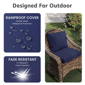 PatioGlow cushions on chair secured by built-in ties against wind
