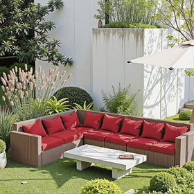 PatioGlow waterproof cushion detail, durable outer cover resists rain and splashes.