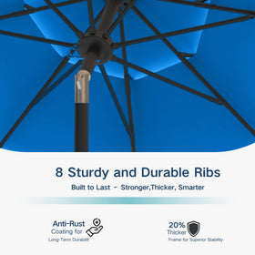 Patio Kingdom 1.5-inch iron pole adds robust support.