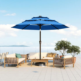 Patio Kingdom 10ft umbrella canopy provides broad shade for patios and decks.