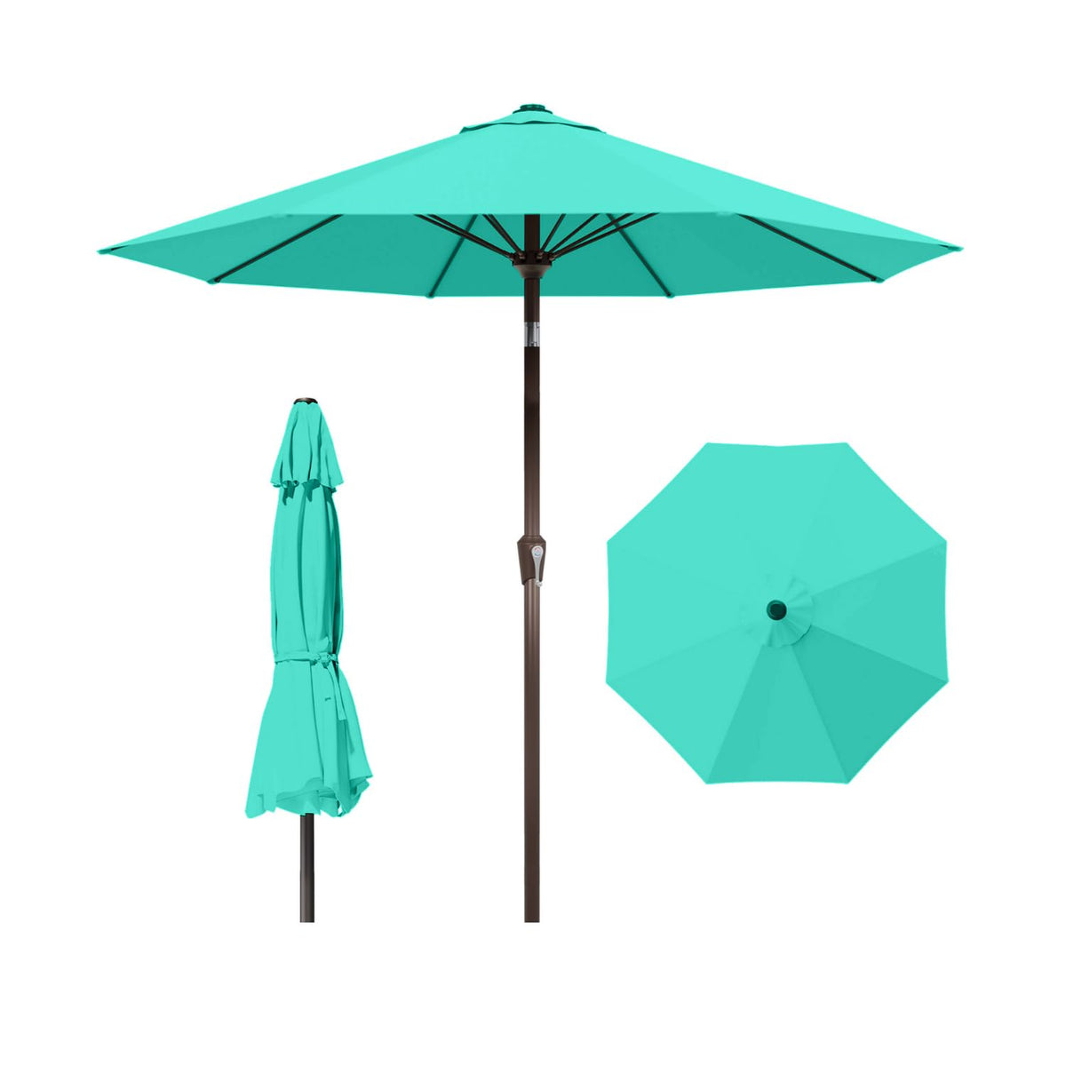 Patio Kingdom 10ft umbrella with crank-tilt for easy shade control.