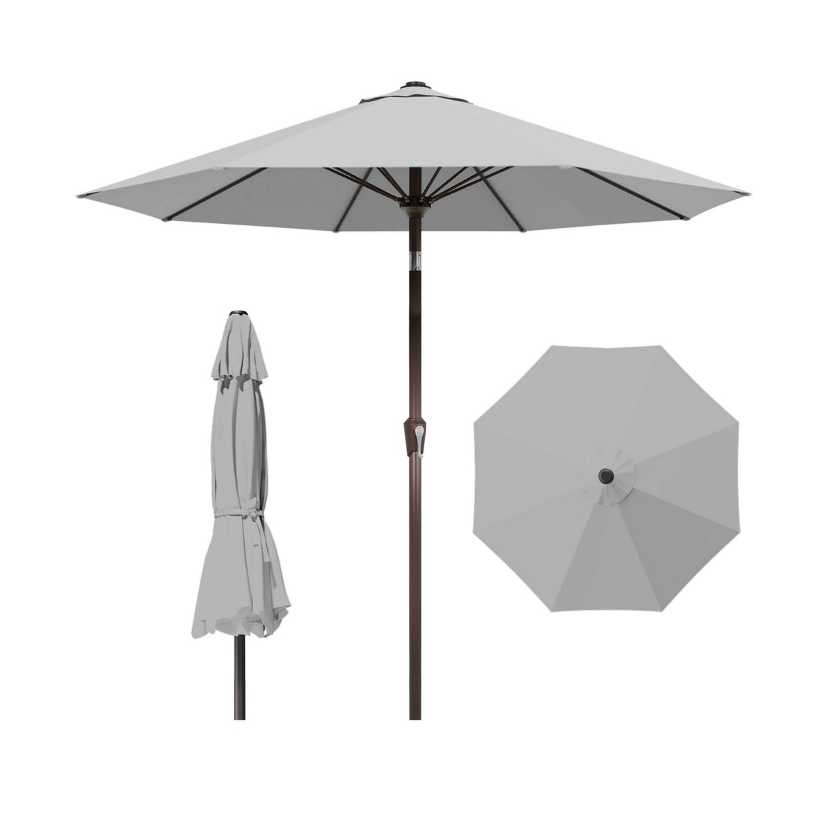 Patio Kingdom 10ft umbrella ribs show flexible fiberglass ribs for wind resistance