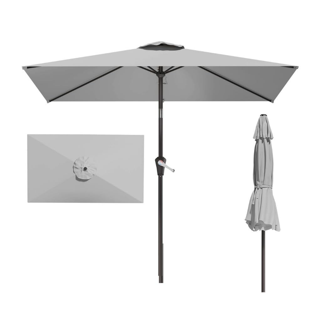 Patio Kingdom 6.5x10ft rectangle canopy shading a table for six