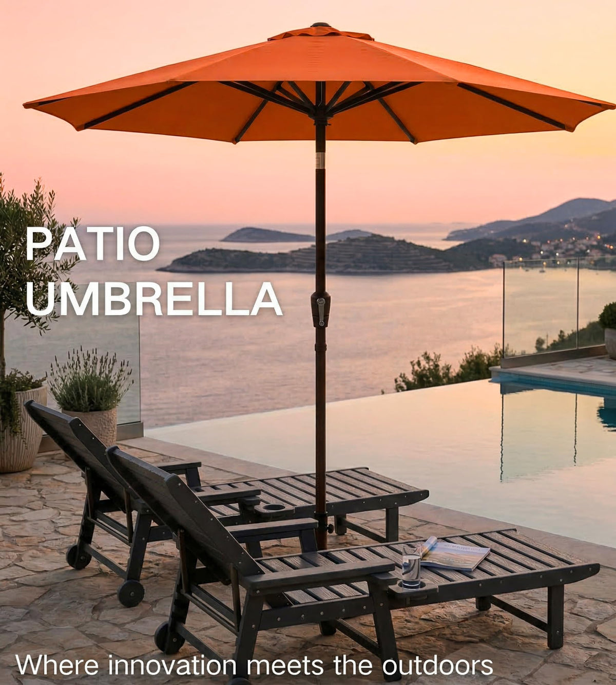PatioKingdom base not included; compatible base stand recommended
