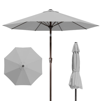 Patio Kingdom 9FT umbrella with push-button tilt for adjustable shade.