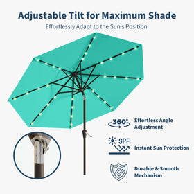 Patio Kingdom 9ft solar-led umbrella tilt feature blocks sun from angles