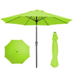 Patio Kingdom 9ft umbrella with wind vent provides steady shade in breezy conditions.