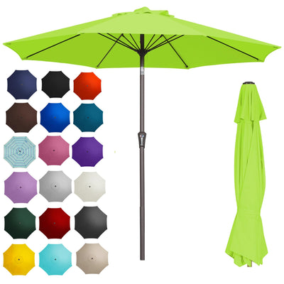 Patio Kingdom 9ft umbrella with wind vent provides steady shade in breezy conditions.