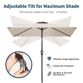 Patio Kingdom creamy white canopy blocking sun for comfortable seating