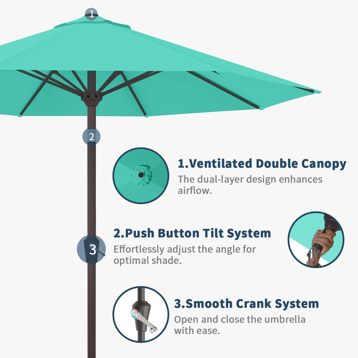 Patio Kingdom turquoise blue canopy adds vibrant patio decor.