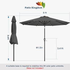 Patio Kingdom LED-lights umbrella adds ambient glow for evenings outdoors.