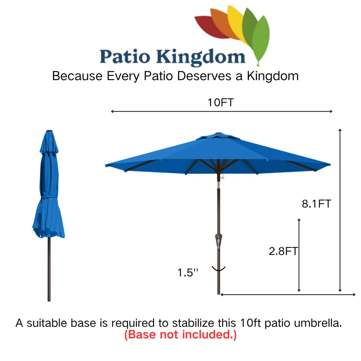 Patio Kingdom umbrella in-use, providing comfortable shade by the pool