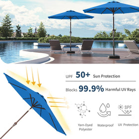 Patio Kingdom polyester canopy is UV-resistant and waterproof for lasting color.