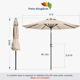 Patio Kingdom poolside umbrella with LED lighting for gatherings.