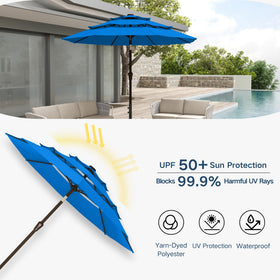 Patio Kingdom push-button tilt lets you angle shade easily.